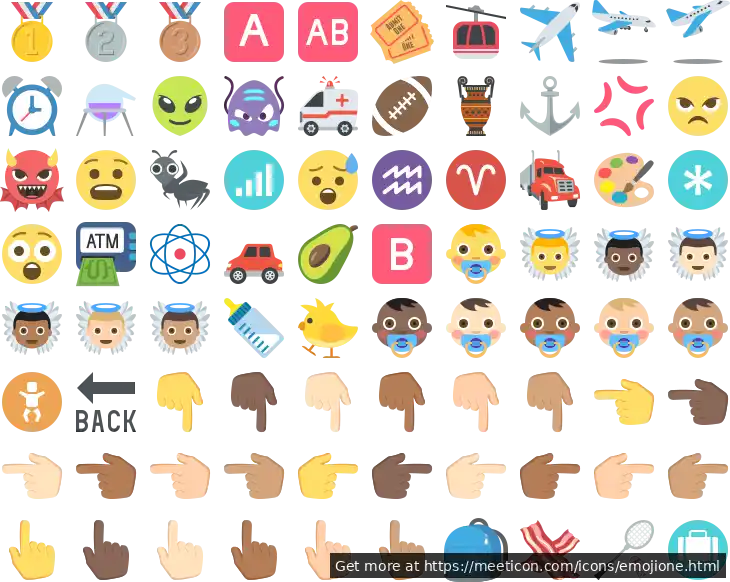 Icon set named 'Emoji One (Colored)' featuring sample icons such as 1st-place-medal, 2nd-place-medal, and 3rd-place-medal