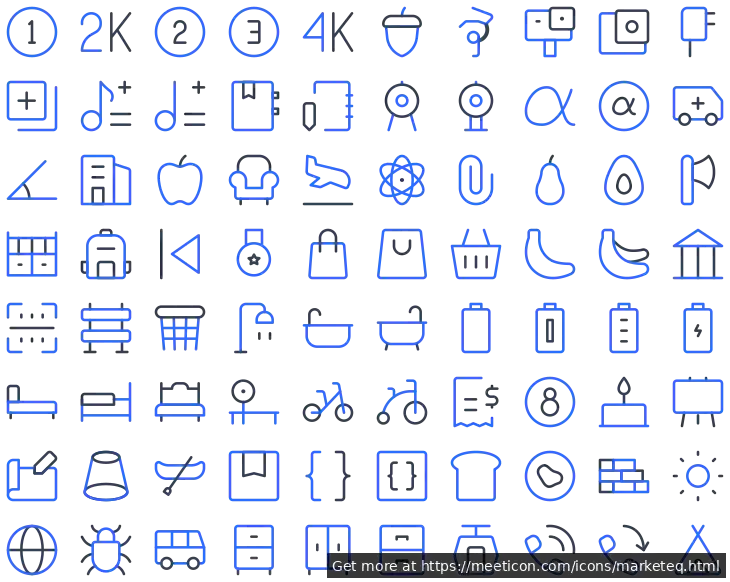 Icon set named 'Marketeq' featuring sample icons such as 1st-place, 2k, and 2nd-place