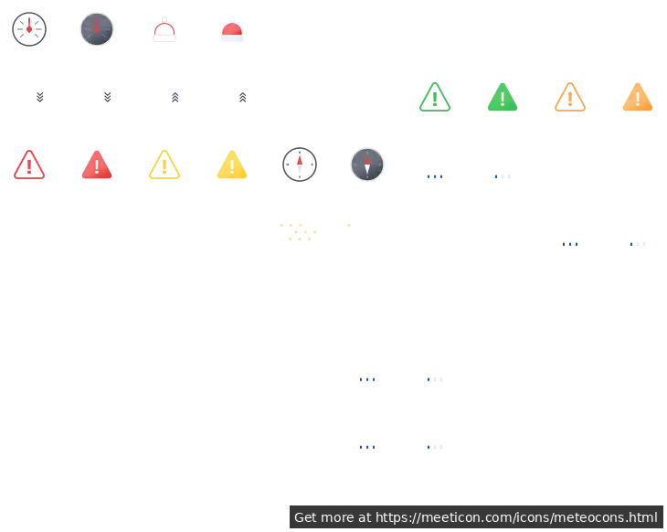 Icon set named 'Meteocons' featuring sample icons such as barometer, barometer-fill, and beanie