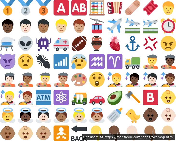 Icon set named 'Twitter Emoji' featuring sample icons such as 1st-place-medal, 2nd-place-medal, and 3rd-place-medal